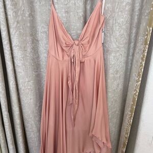 Elegant Pink tie knot flowy Dress